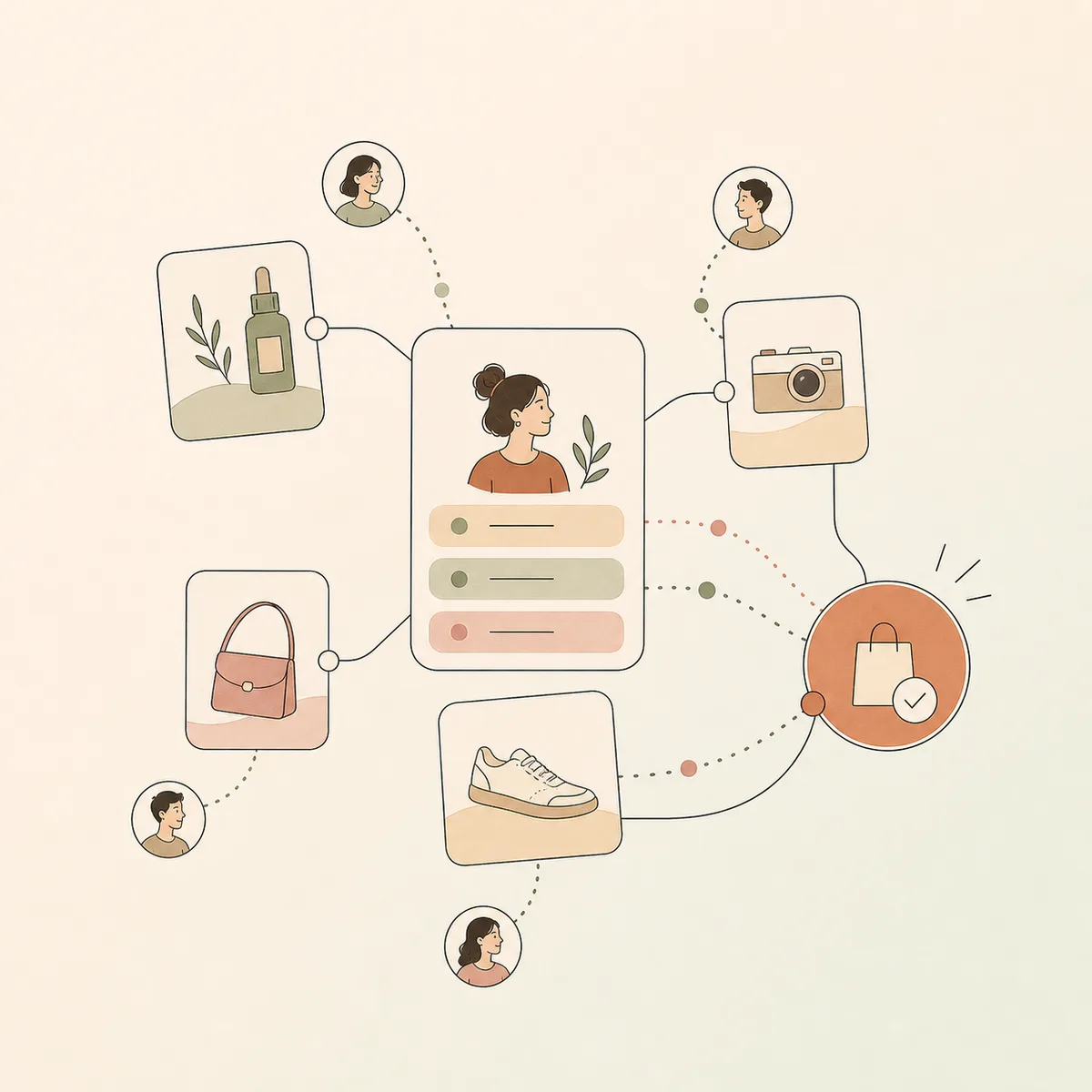 Flat illustration of a small network of connected, tracked links